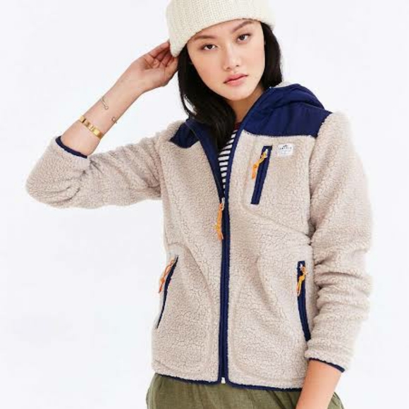 Penfield Jackets & Blazers - Penfield Cream Blue Carson Sherpa Zip Jacket
